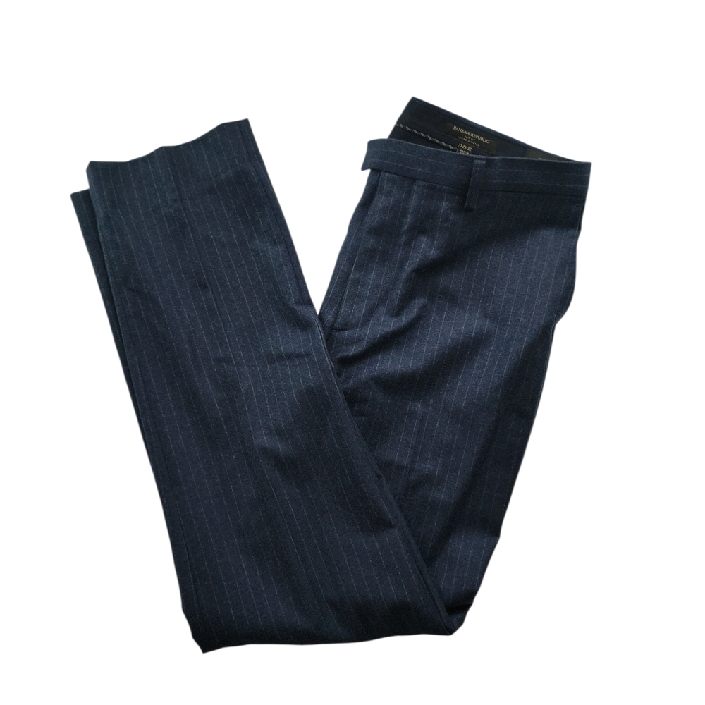 Banana Republic Marzotto Navy Pinstripe Wool Dress Pants 32x32 Slim Fit